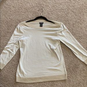 Tan and white striped long sleeve shirt
